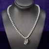 18in Cultured Pearl Sterling Silver Diamond Pendant Necklace