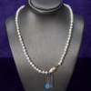 18in Cultured Pearl Sterling Silver Diamond Pendant Necklace
