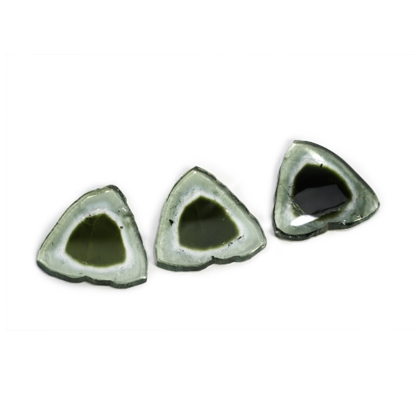 Trigonal Tourmaline Crystal Slices 3 piece set from one crystal