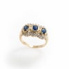 14KY Diamond Sapphire 3-Stone Ring J1282136P
