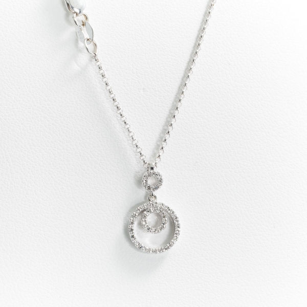 14Kt White Gold Diamond Petite Eternity Pendant with Chain