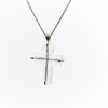 Rock Crystal Quartz Cross with Inlay of Blue Diamonds 22 inch Adjustable Chain UNIQUE RELIGIOUS JEWELRY