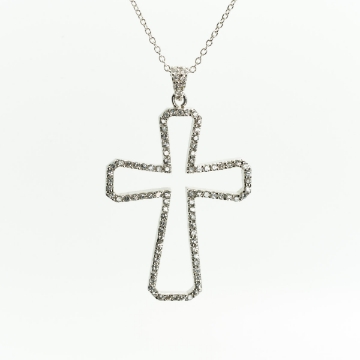 Show details for Sterling Silver Zircon Cross 16in/2inExt Chain Sterling Silver Zircon Cross 16in/2inExt Chain