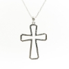 Sterling Silver Zircon Cross 16in/2inExt Chain 