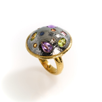 Show details for Multi Gemstone Handmade Dome Ring J1287365P Multi Gemstone Dome Ring J1287365P