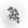 925 SS SKY BLUE, LONDON BLUE TOPAZ LUXURY WEAR NORTH SOUTH BY-PASS RING