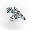 925 SS SKY BLUE, LONDON BLUE TOPAZ LUXURY WEAR NORTH SOUTH BY-PASS RING