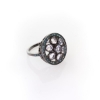 Sterling Silver Black Rhodium Blue Diamond Rainbow Moonstone Ring