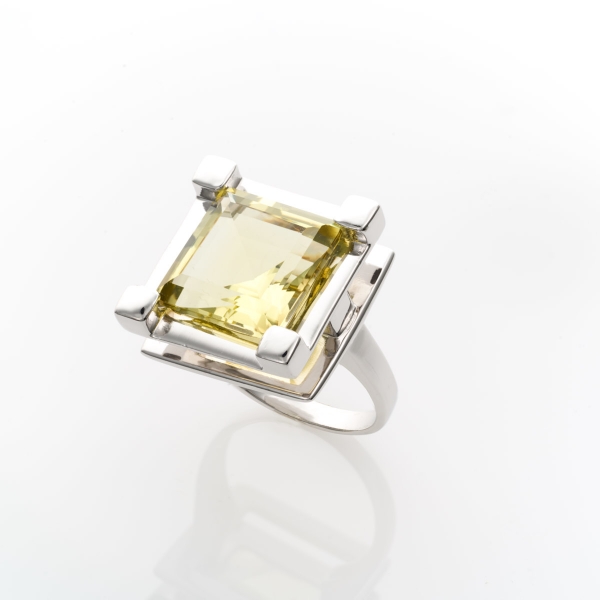 SS Lemon Citrine 15mm Square Cosmo Ring J1291098P 