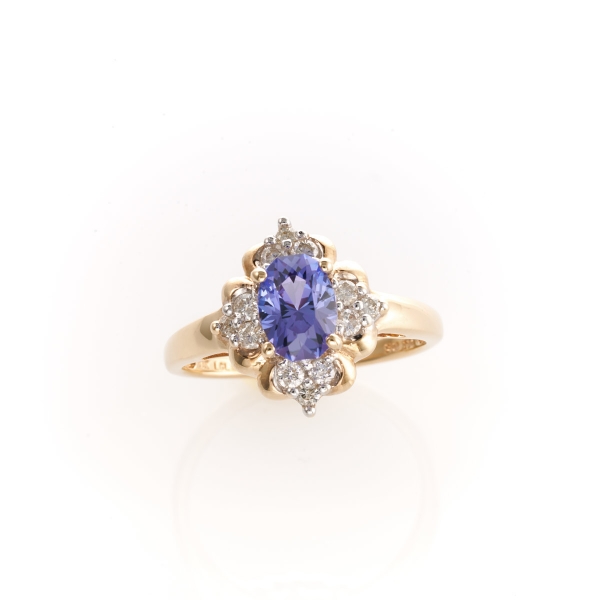 10KY Tanzanite Diamond Cluster Ring J1298499P