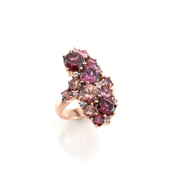 Picture of Garnet Cluster Ring Rose Gold