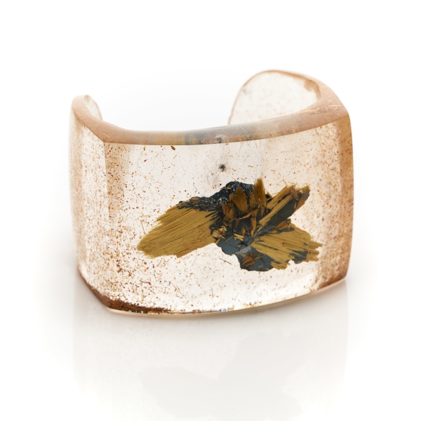 Golden Rutilated Quartz Acrylic Cuff Bracelet