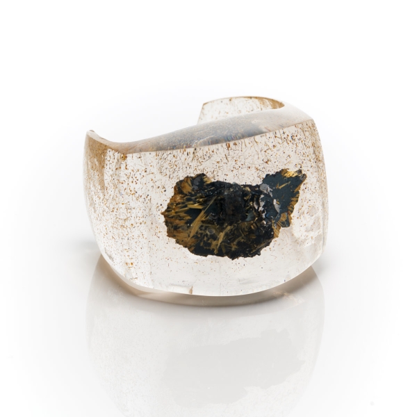 Golden Rutilated Quartz Acrylic Cuff Bracelet