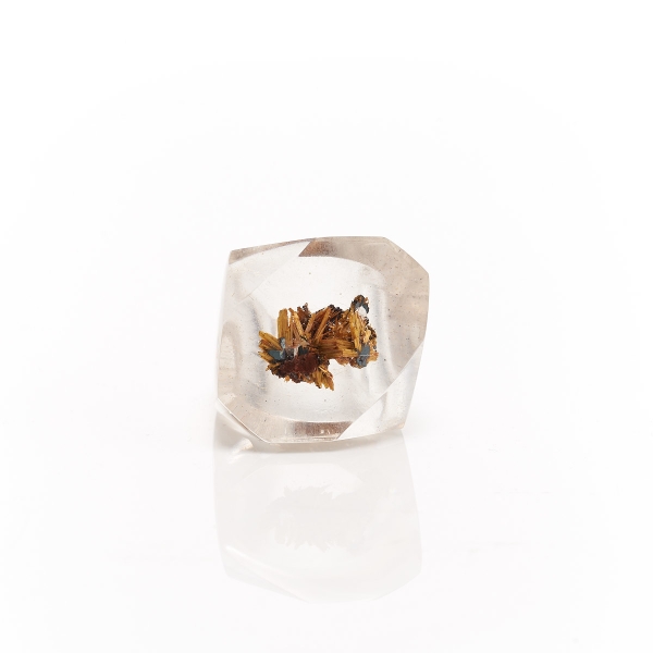 One of a Kind Rutile Crystal Acrylic Ring Size 9 US
