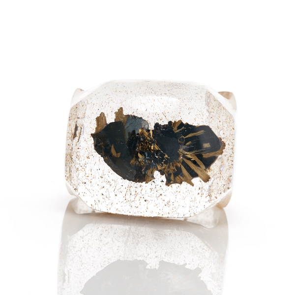 Unique Rutile Formation captured in Acrylic Cuff Bracelet