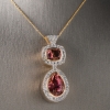 14k White and Yellow Gold Tourmaline Silver Sapphire Pendant