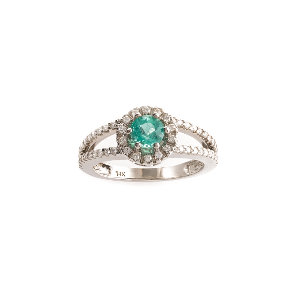 3.7g(est.), 14k White Gold, 5.15mm 0.55 ct. Emerald, Size 7 U.S.