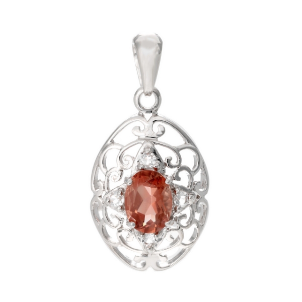 Sterling Silver Oregon Sunstone Oval Filigree Pendant J1316617P