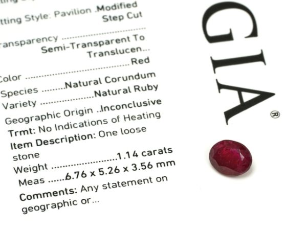 Natural Corundum Ruby Oval Brilliant Cut Gemstone GIA Report
