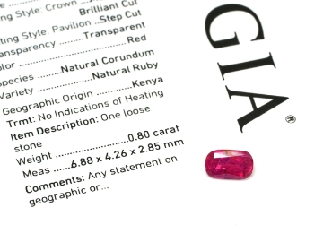 Show details for Ruby Natural Untreated Kenya Faceted Gemstone .80ct W/ GIA Report Natural Corundum Ruby Cushion Brilliant Cut Gemstone GIA Report