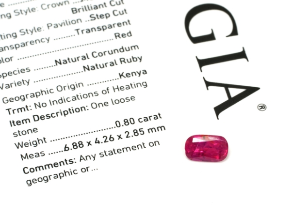 Natural Corundum Ruby Cushion Brilliant Cut Gemstone GIA Report