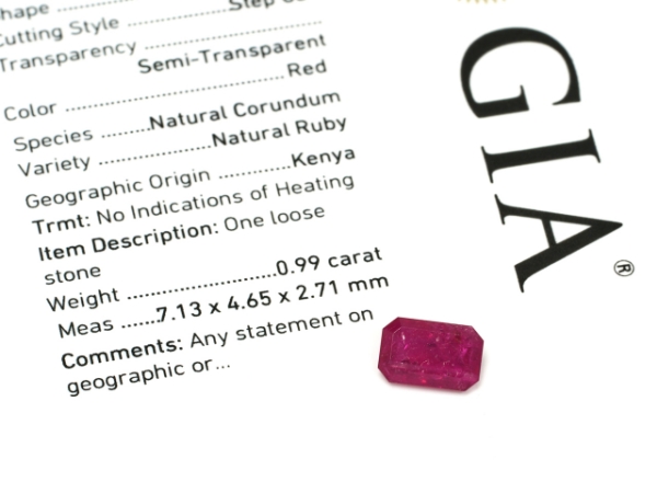 Natural No Heat Ruby Kenya Gemstone GIA Report