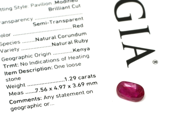 Natural No Heat Ruby Kenya Oval Gemstone GIA Report