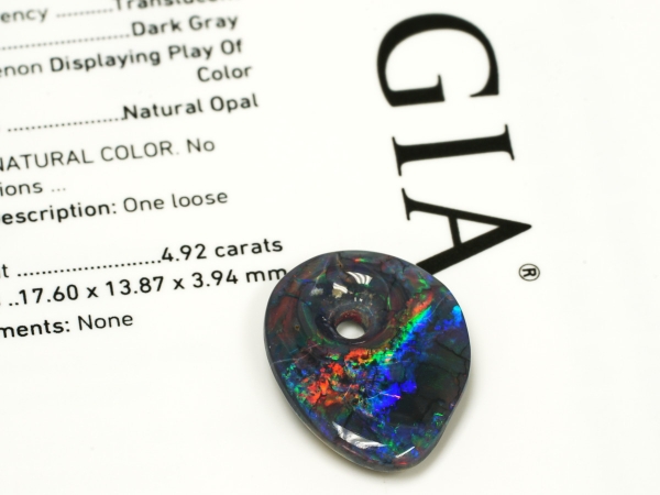 Australian Black Opal GIA Report Pear Shaped Cabochon Bead