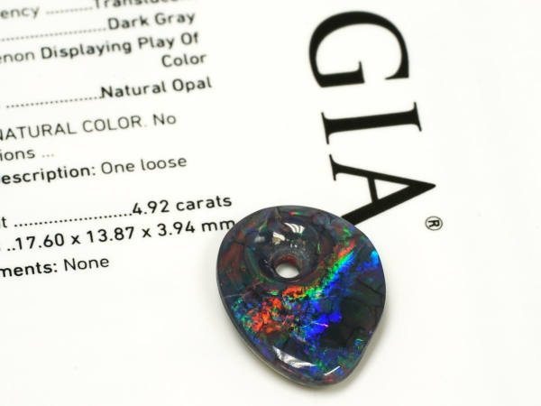 Natural Australian Black Opal 4.92ct w GIA Report