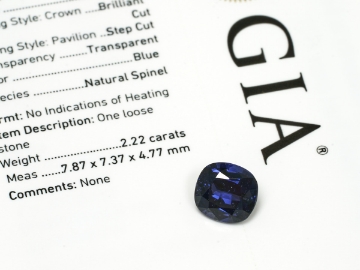 Show details for Spinel Blue Natural Faceted Gemstone 2.22ct w/ GIA Report Natural No Heat Blue Spinel Cushion Brilliant Gemstone GIA Report