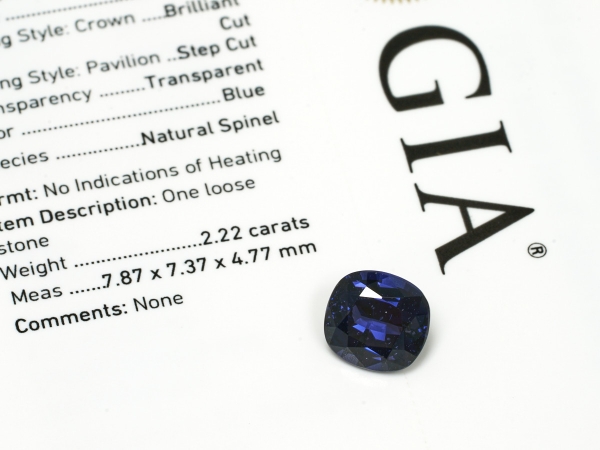 Natural No Heat Blue Spinel Cushion Brilliant Gemstone GIA Report