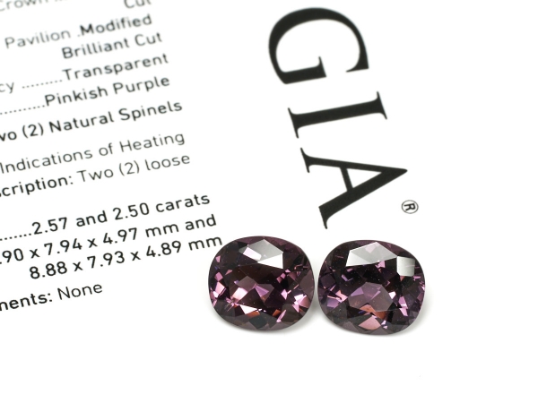 Natural Spinel Pinkish Purple Oval Faceted Gemstone Set GIA Report