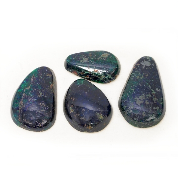 Show details for Morenci Azurmalachite 4pc Cabochon Lot 106ctw Morenci AzurMalachite Copper Mountain Mining District Gem Cabochons
