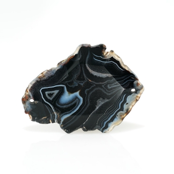 Show details for Banded Black Agate Flat Faceted Slab Drilled Banded Black Agate Flat Faceted Slab Drilled