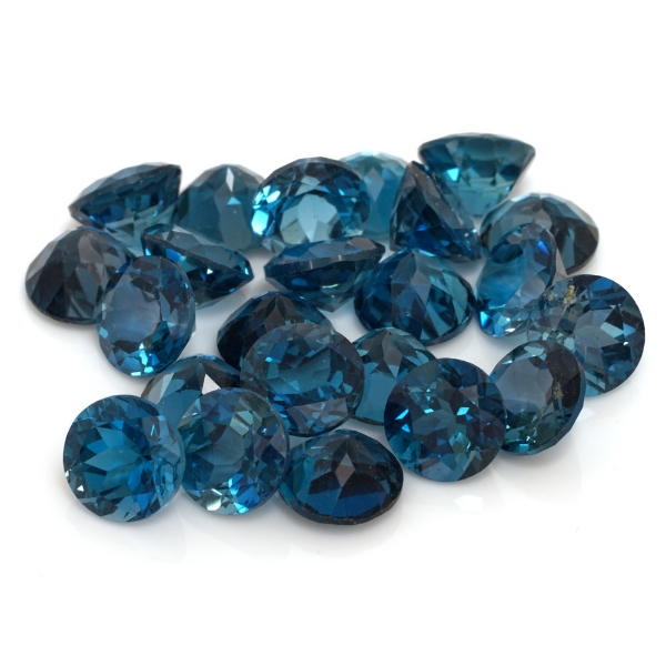 Natural London Blue Topaz 7mm Round Brilliant Gemstones G1391424P