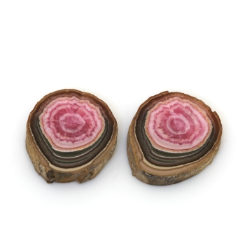 Show details for Rhodochrosite Stalactite Polished Slice Pair Rhodochrosite Stalactite Polished Slices 1 Pair G1290164P