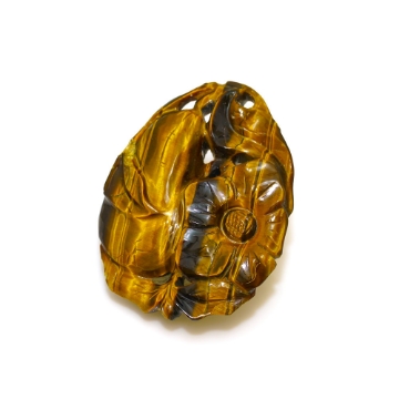Show details for Golden Tiger-Eye Quartz 47.75ct. Flower Carving Golden Chatoyant Tiger-Eye Quartz Flower Carving 47.75 carat total weight 38x28mm G1400264P