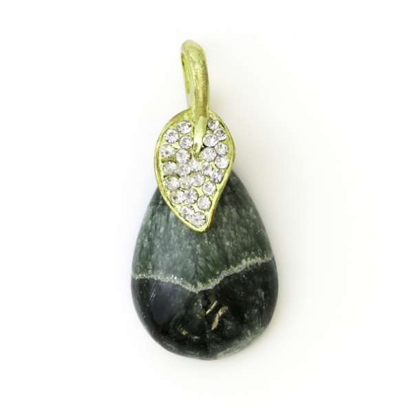 Picture of Clearance Seraphinite Crystal Metal Leaf Bail Pendant