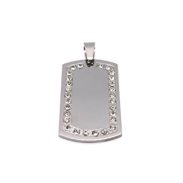 Show details for Stainless Steel CZ Dog Tag Pendant Picture of Stainless Steel CZ Dog Tag Pendant
