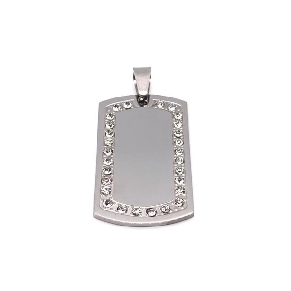 Picture of Stainless Steel CZ Dog Tag Pendant