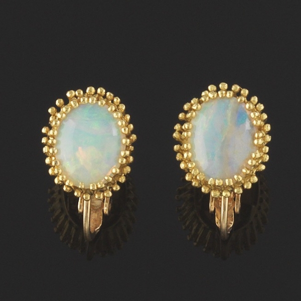 14KT Yellow Gold Australian Opal Earrings