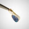 14K Yellow Gold Australian Opal Diamond Pear Shape Pendant Sku J1226010P Side View