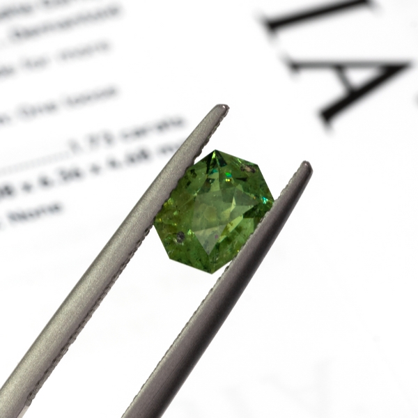 Demantoid Garnet Octagonal Gemstone 1.73ct W/ GIA Report Sku G1411540P