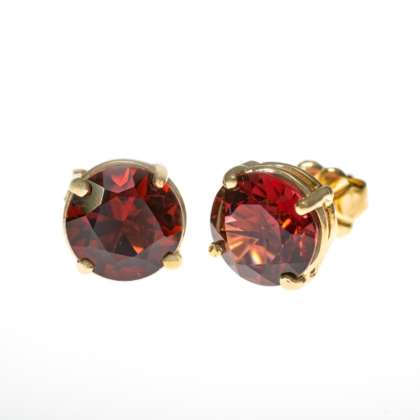 14K Yellow Gold Double Wire Garnet Stud Earrings J1377596P