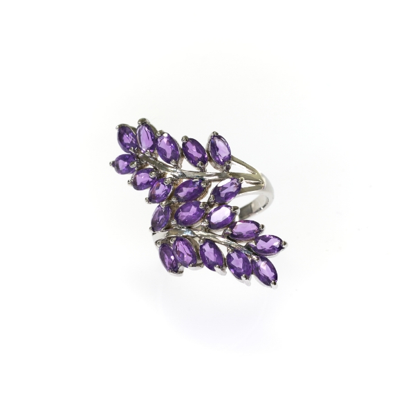 SS Amethyst North South By-Pass Ring Sku# J1202877P Elegant Ring Size 7 U.S.