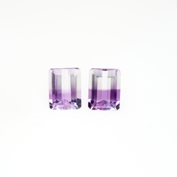 Show details for Natural BiColor Amethyst Emerald Faceted Gemstones 3.30ctw. Natural BiColor Quartz Amethyst Emerald Cut Gemstones 3.30ctw. G1429551P