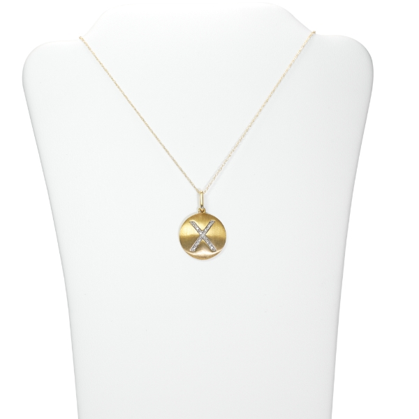 10k Yellow Gold Diamond X Pendant with 18" Chain