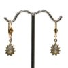 14K WHITE AND GOLD DIAMOND CLUSTER DANGLE EARRINGS