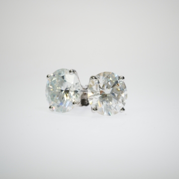 Show details for 14Kt White Gold 3ct. Moissanite Stud Earrings 14K White Gold 3 Carat Round Brilliant Moissanite Stud Earrings Post & Clutch