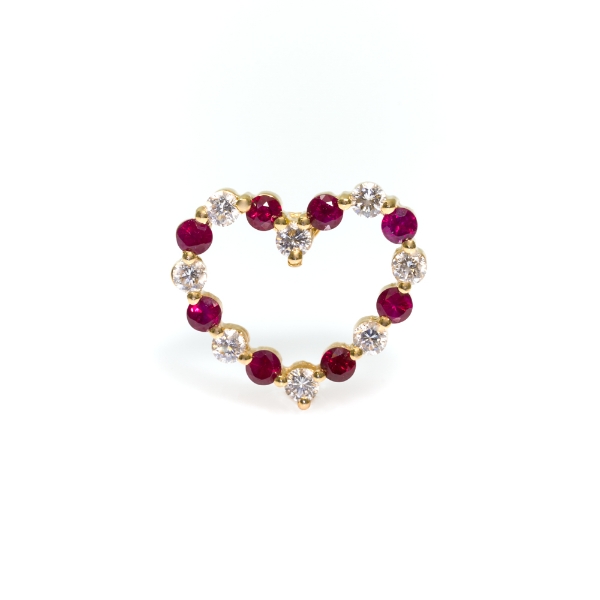 14K Yellow Gold Ruby & Diamond Heart Pendant Beautiful fine jewelry, just add your favorite chain